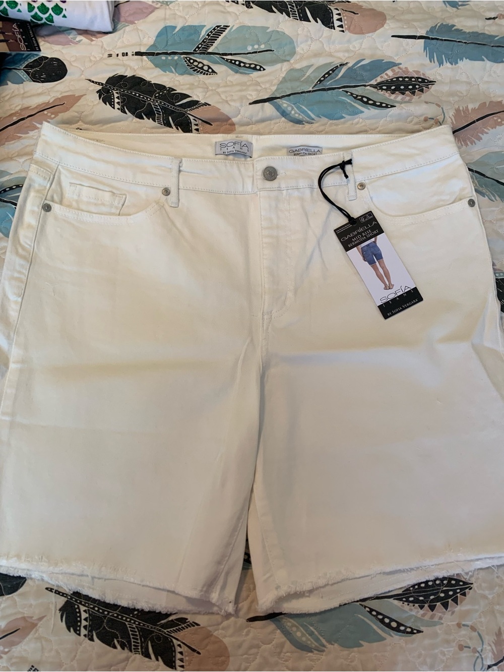 sofia by sofia vergara White Frayed Hem Bermuda Shorts